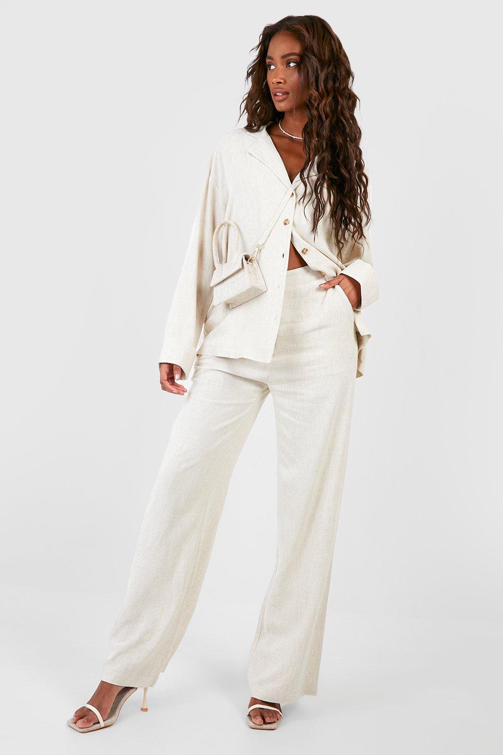 Beige linen trousers hot sale ladies uk